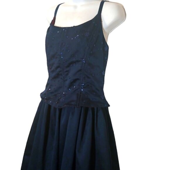 Jessica McClintock Gunne Sax navy blue sequined corset prom/ball gown 11/12 - Picture 3 of 11